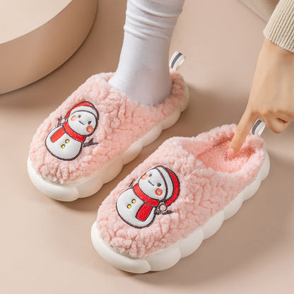 Mens Slippers Winter Indoor Warm Plush Thick-Soled Anti-slip - FOOTMAX