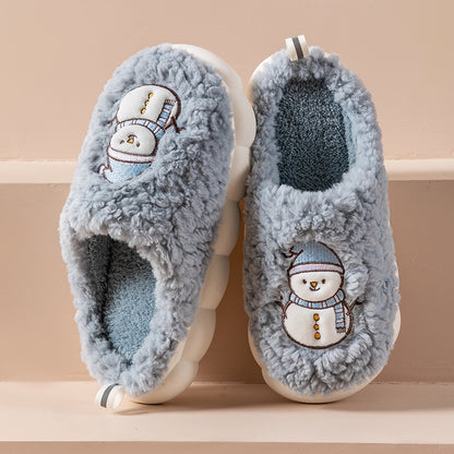 Mens Slippers Winter Indoor Warm Plush Thick-Soled Anti-slip - FOOTMAX