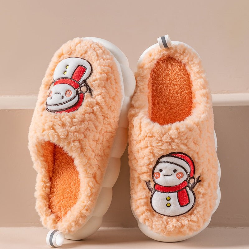 Mens Slippers Winter Indoor Warm Plush Thick-Soled Anti-slip