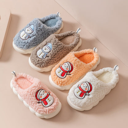 Mens Slippers Winter Indoor Warm Plush Thick-Soled Anti-slip - FOOTMAX