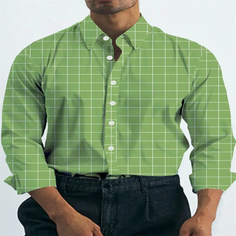 Footmax Men's Long Sleeve Plaid Shirt - Professional Work & Party Wear XS-6XL