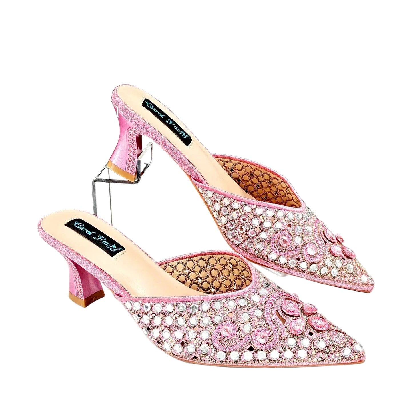 Footmax Blue Rhinestone Ladies Shoes with Matching Mini Bag - Luxury Designer Set - footmaxldn