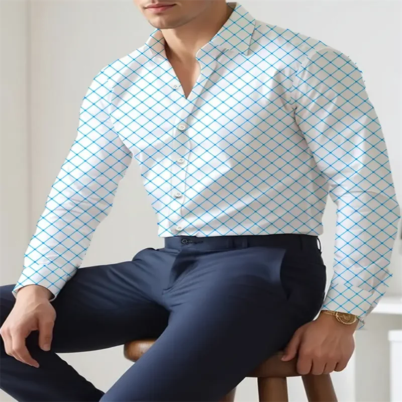 Footmax Men's Long Sleeve Plaid Shirt - Professional Work & Party Wear XS-6XL