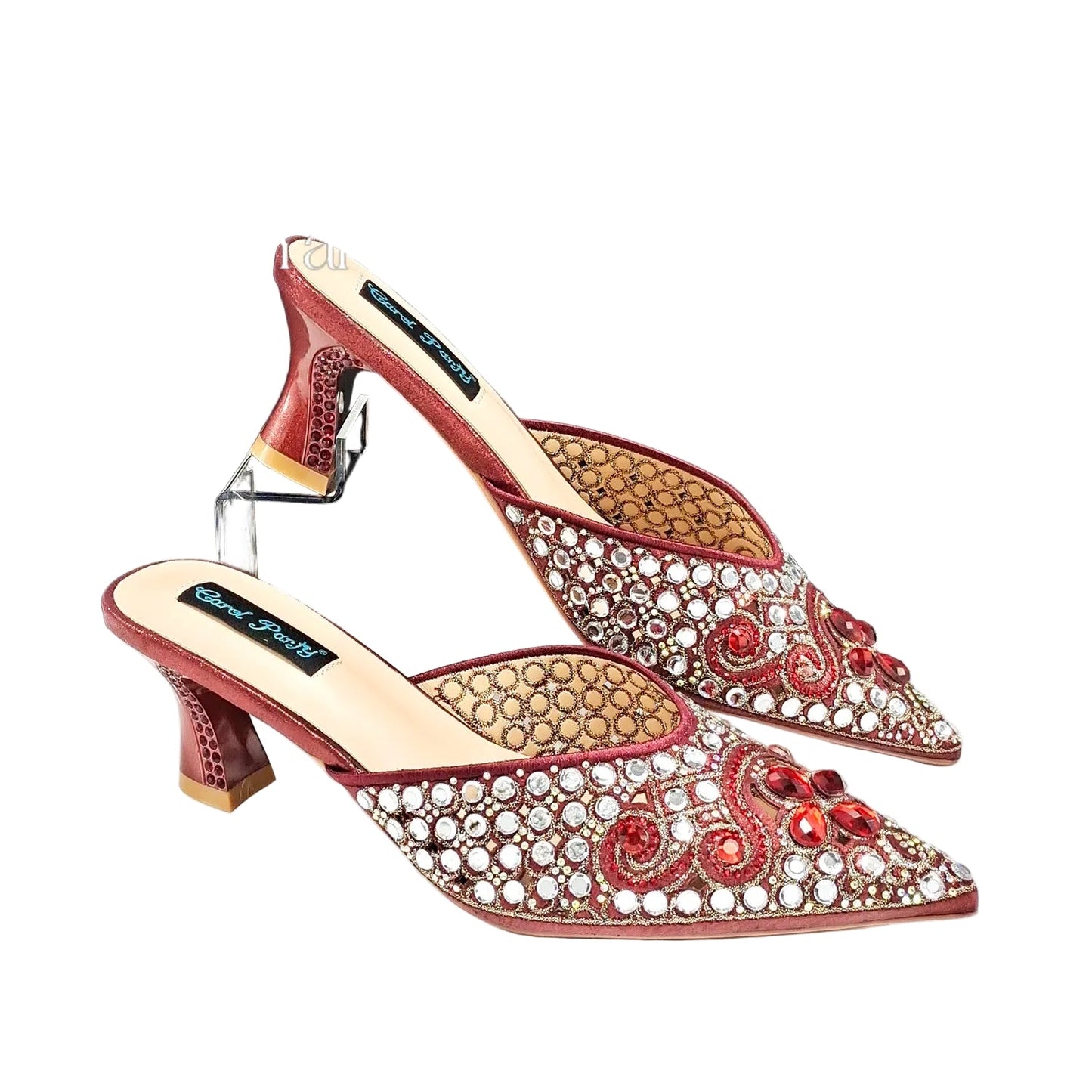 Footmax Blue Rhinestone Ladies Shoes with Matching Mini Bag - Luxury Designer Set - footmaxldn