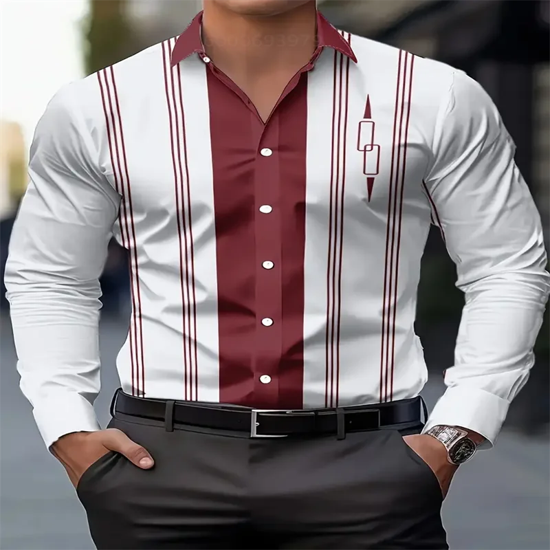Men's Striped Long Sleeve Shirt - Summer Casual Beach Shirt by Footmax