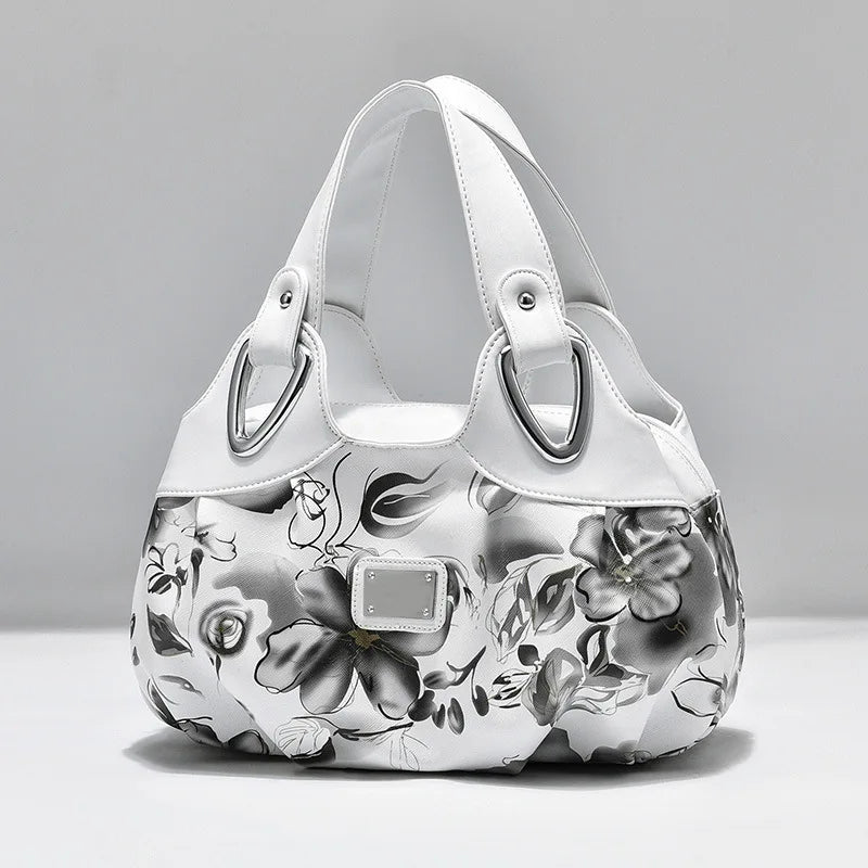 Luxury Flower Design Top-handle Ladies Handbag Women Shoulder Bags PU Leather Messenger Purse Bag Female Tote sac a main - footmaxldn