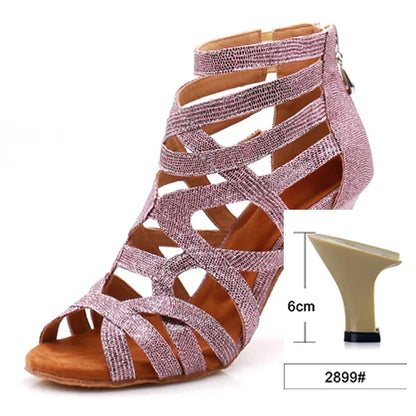 Footmaxldn Women's Glitter Latin Dance Shoes