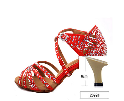 Loogtshon Women Dance Boots For Ladies High Heel Flannel Ballroom Modern Dance Shoes RED Gilrs Soft Sole Bachata Salsa - footmaxldn