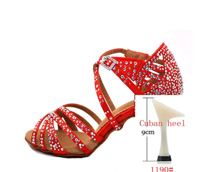 Loogtshon Women Dance Boots For Ladies High Heel Flannel Ballroom Modern Dance Shoes RED Gilrs Soft Sole Bachata Salsa - footmaxldn