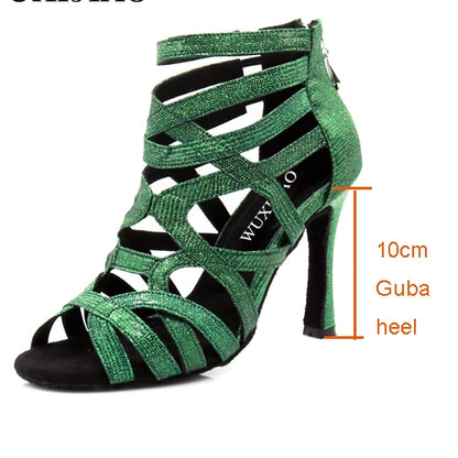 Footmaxldn Women's Glitter Latin Dance Shoes