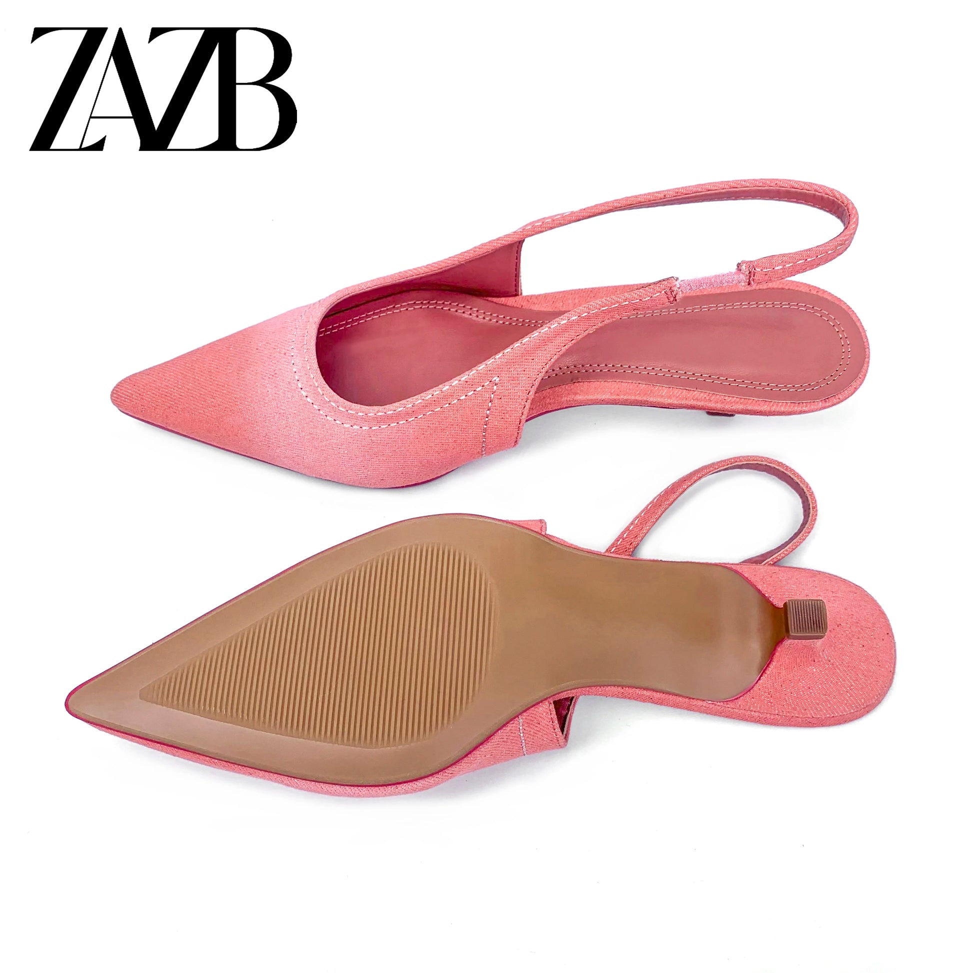 Footmax Women's Pink Canvas Mid Heel Sandals - Elegant Bridal Shoes - footmaxldn