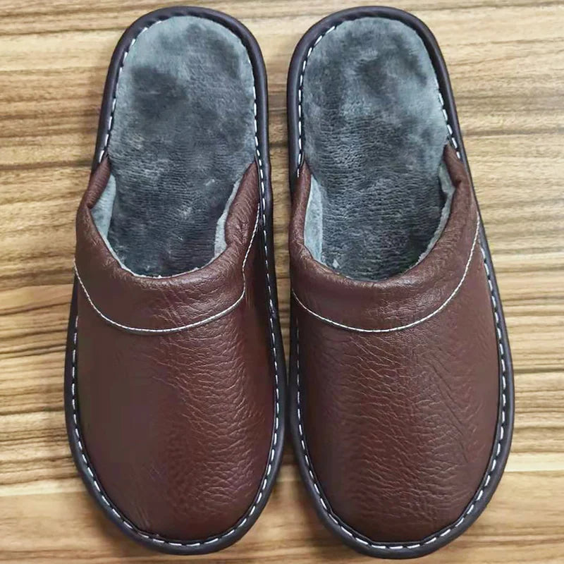 Men's Leather Slippers - Premium Bedroom Slides | Footmax - footmaxldn
