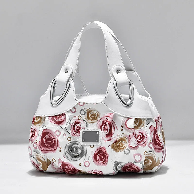 Luxury Flower Design Top-handle Ladies Handbag Women Shoulder Bags PU Leather Messenger Purse Bag Female Tote sac a main - footmaxldn