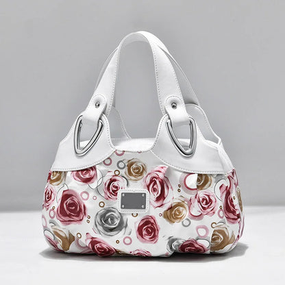 Luxury Flower Design Top-handle Ladies Handbag Women Shoulder Bags PU Leather Messenger Purse Bag Female Tote sac a main - footmaxldn