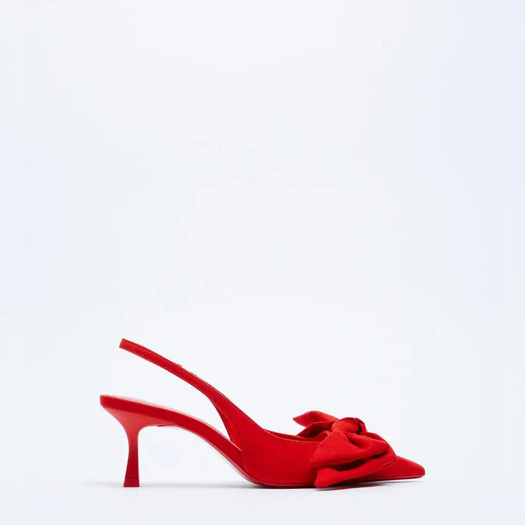 ladies luxury formal Pointed head women high heel shoes wedding bridal designer famous brands bow office stiletto heels Sandal - footmaxldn