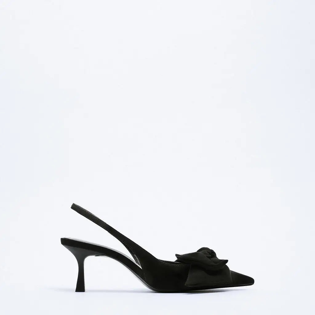 ladies luxury formal Pointed head women high heel shoes wedding bridal designer famous brands bow office stiletto heels Sandal - footmaxldn