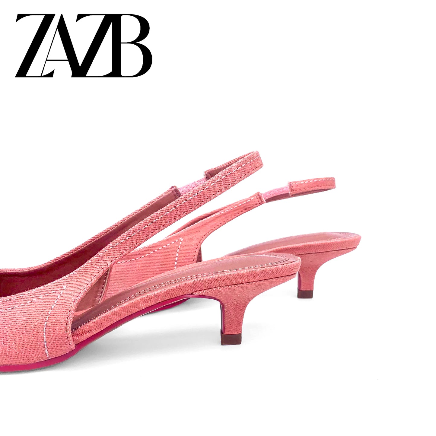 Footmax Women's Pink Canvas Mid Heel Sandals - Elegant Bridal Shoes - footmaxldn