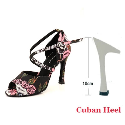 Footmaxldn Women’s Skull Print Latin Dance Shoes