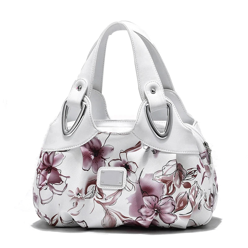 Luxury Flower Design Top-handle Ladies Handbag Women Shoulder Bags PU Leather Messenger Purse Bag Female Tote sac a main - footmaxldn