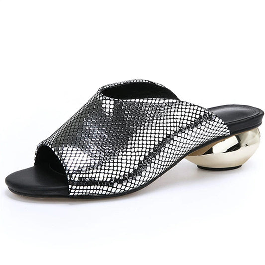 Women's Leopard Print Horsehair Mules - Round Heel Slingback Sandals | Footmaxldn - footmaxldn