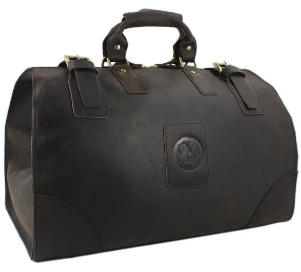 Footmax MUNUKI Vintage Leather Travel Bag - Large Genuine Crazy Horse Duffle - footmaxldn