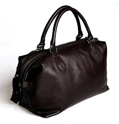 Fashion Genuine Leather Travel Bag Men's Luggage Bags Large Male Duffle Bag weekend Women Shoulder Bag Big Tote Handbag Black - footmaxldn