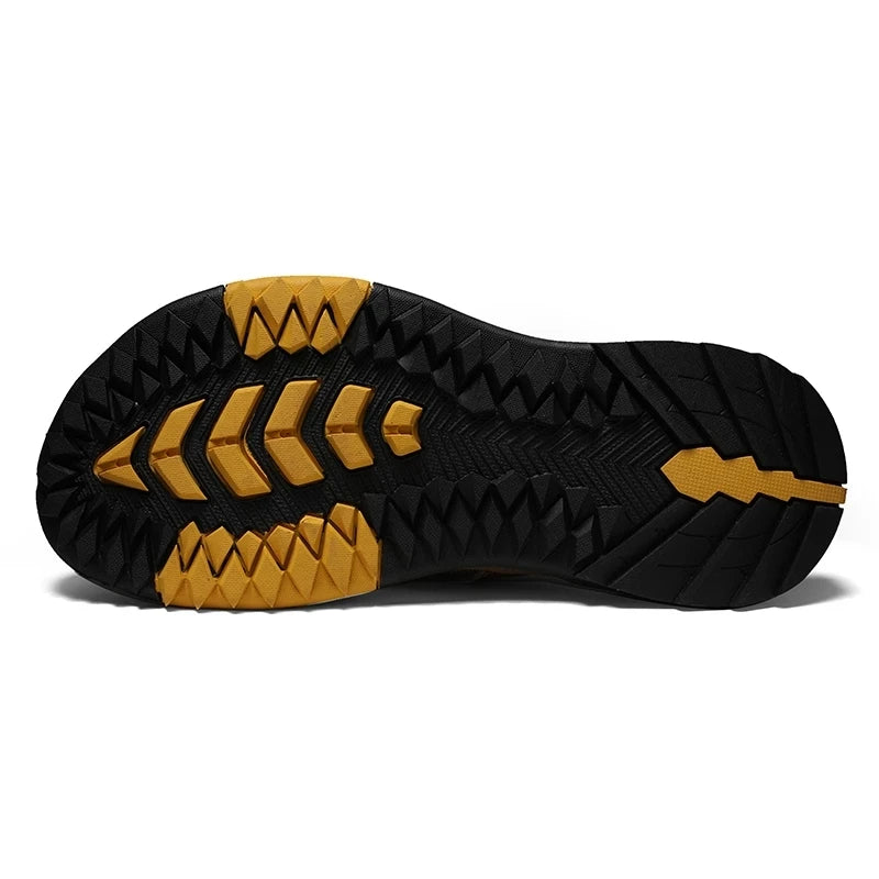 FootMax Men's Genuine Leather Beach Sandals - Anti-Slip Massage Flip Flops - footmaxldn