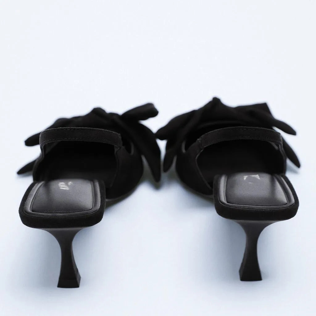 ladies luxury formal Pointed head women high heel shoes wedding bridal designer famous brands bow office stiletto heels Sandal - footmaxldn