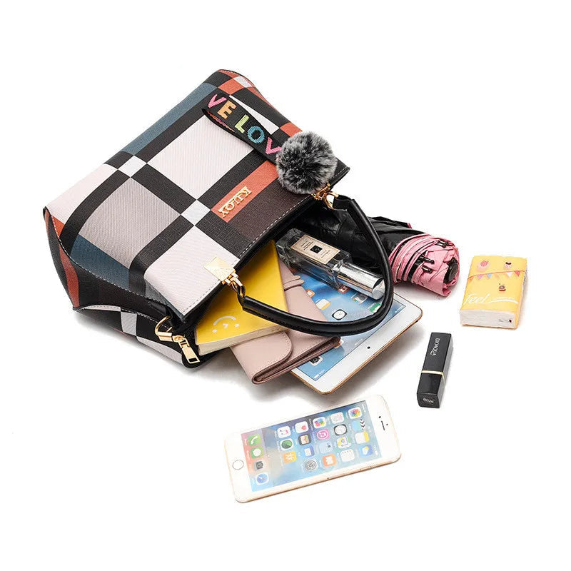 Yogodlns New Luxury Handbag Women Stitching Wild Messenger Bags Designer Brand Plaid Shoulder Bag Female Ladies Totes - footmaxldn