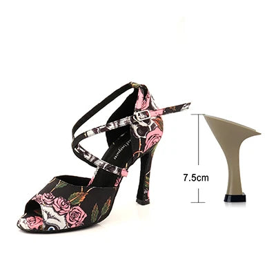 Footmaxldn Women’s Skull Print Latin Dance Shoes