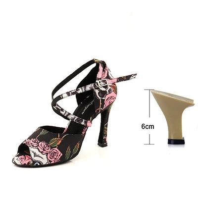 Footmaxldn Women’s Skull Print Latin Dance Shoes