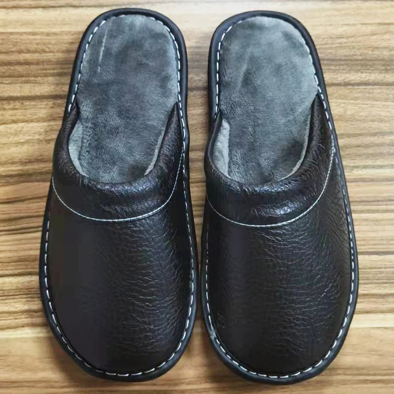 Men's Leather Slippers - Premium Bedroom Slides | Footmax - footmaxldn