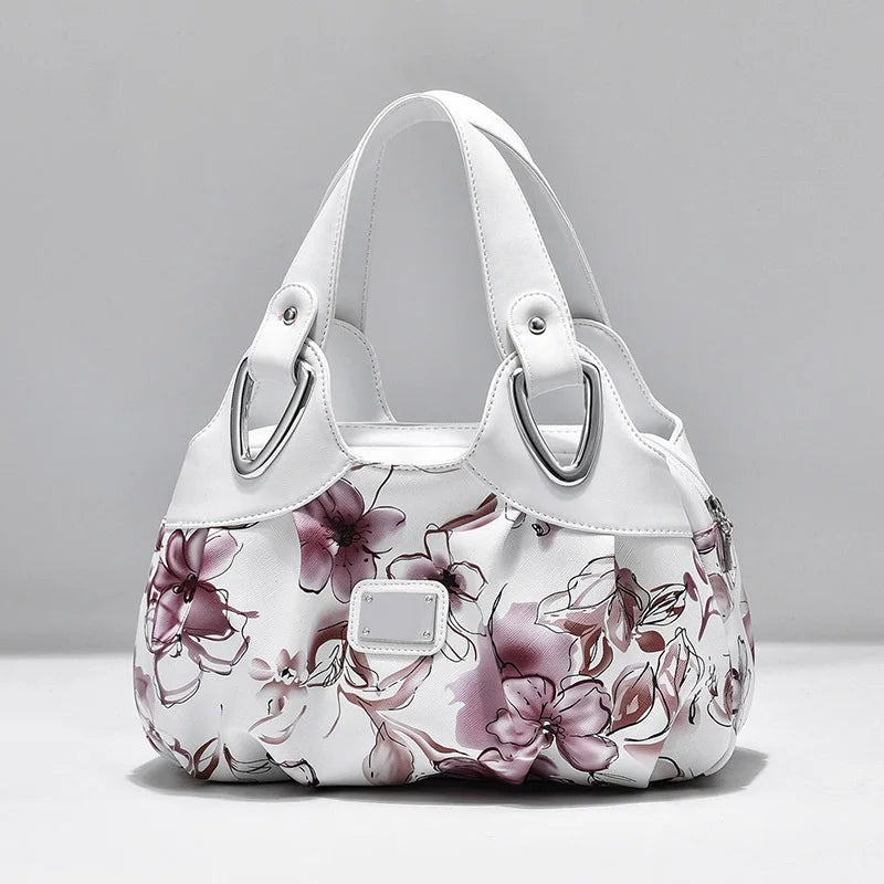 Luxury Flower Design Top-handle Ladies Handbag Women Shoulder Bags PU Leather Messenger Purse Bag Female Tote sac a main - footmaxldn