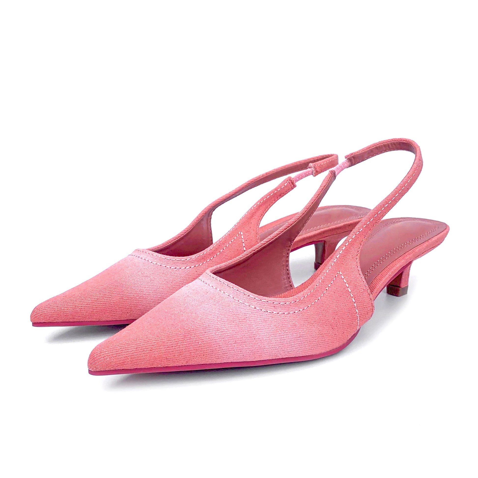 Footmax Women's Pink Canvas Mid Heel Sandals - Elegant Bridal Shoes - footmaxldn