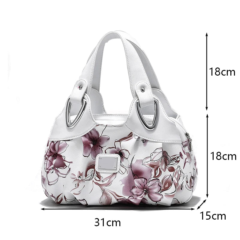 Luxury Flower Design Top-handle Ladies Handbag Women Shoulder Bags PU Leather Messenger Purse Bag Female Tote sac a main - footmaxldn