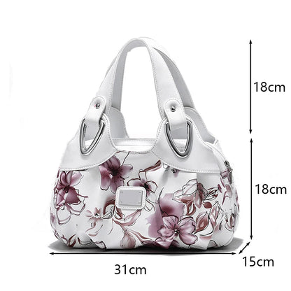 Luxury Flower Design Top-handle Ladies Handbag Women Shoulder Bags PU Leather Messenger Purse Bag Female Tote sac a main - footmaxldn