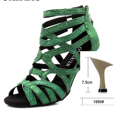 Footmaxldn Women's Glitter Latin Dance Shoes