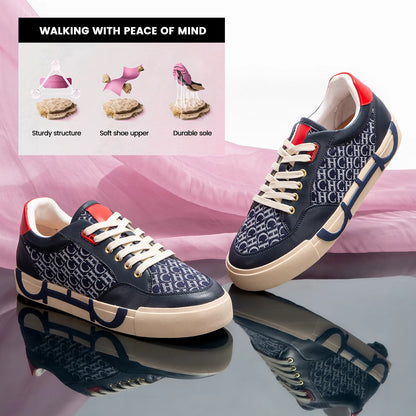 Footmaxldn Women's Embroidered Canvas Flat Sneakers