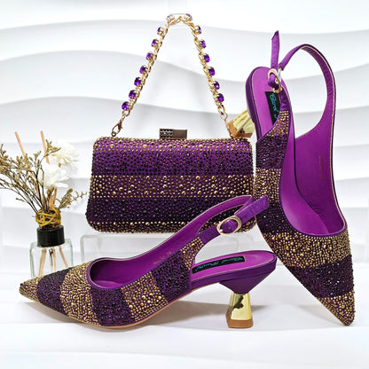 Footmaxldn Crystal Slingback Heels & Matching Clutch