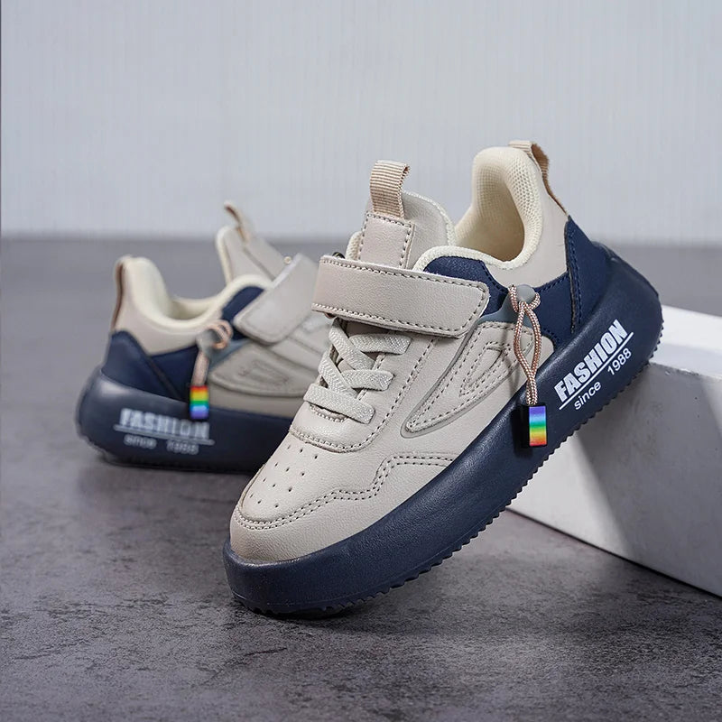 Kids' Leather Velcro Trainers | Lightweight Unisex Sneakers for Boys & Girls