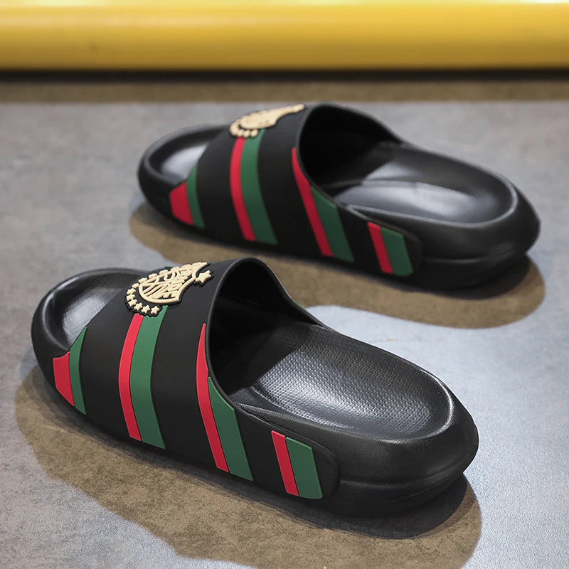 Men's Lightweight EVA Slides - Non-Slip Beach Sandals with Thick Sole - footmaxldn
