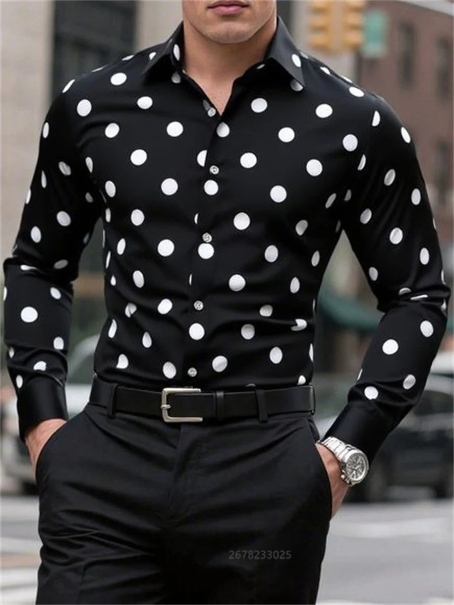 Men’s Spotted Long-Sleeve Shirt | Footmaxldn