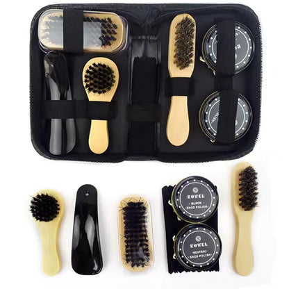 Footmax Professional Shoe Care Kit - Complete Cleaning & Polishing Set with Shoehorn