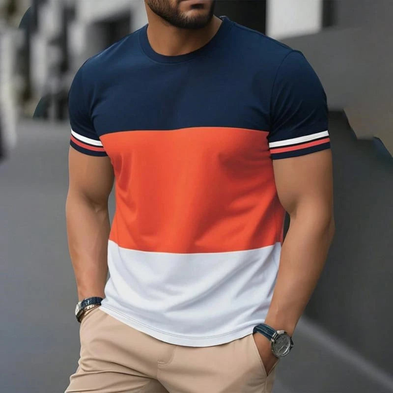 Footmaxldn Men's Striped Crew Neck T-Shirt