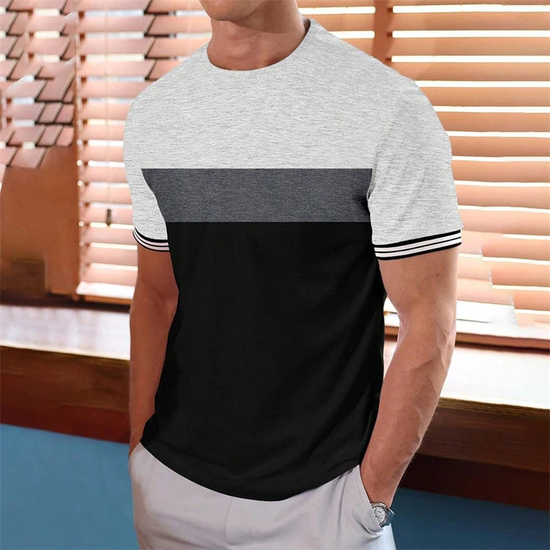 Footmaxldn Men's Striped Crew Neck T-Shirt