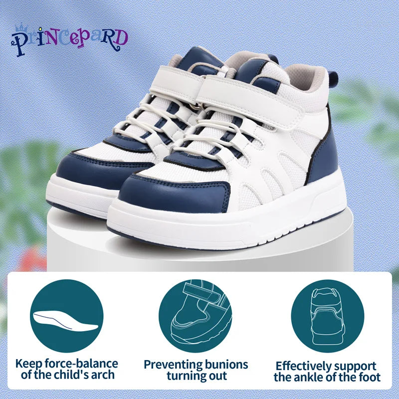 Footmax Kids Orthopedic Sneakers - Pink Blue Ankle Support Shoes for Flat Feet - footmaxldn