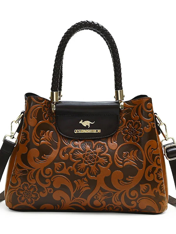 Large Capaci Leather Handbag Women's Bag 2025 New Cowhide Single oulder Bag Retro Ethnic Sle Mom Bag Crossbody Bag