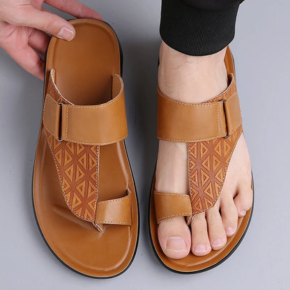 Men's Summer T-Strap Sandals | Breathable Flat Beach Shoes – Footmaxldn
