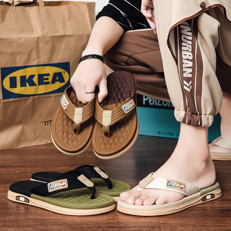 The 2025 new flip-flops for men are suitable for summer outdoor wear. They are anti-slip beach soft-soled flip-flops for men, wh - footmaxldn