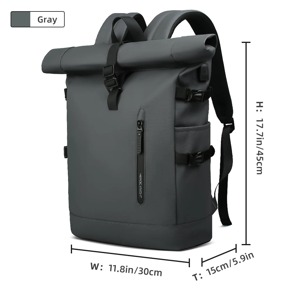 HK Expandable Travel Backpack Men Large Capacity Waterproof 15.6” Laptop Bag Hiking Rucksack Cycling Daypack Bag with USB Port - footmaxldn